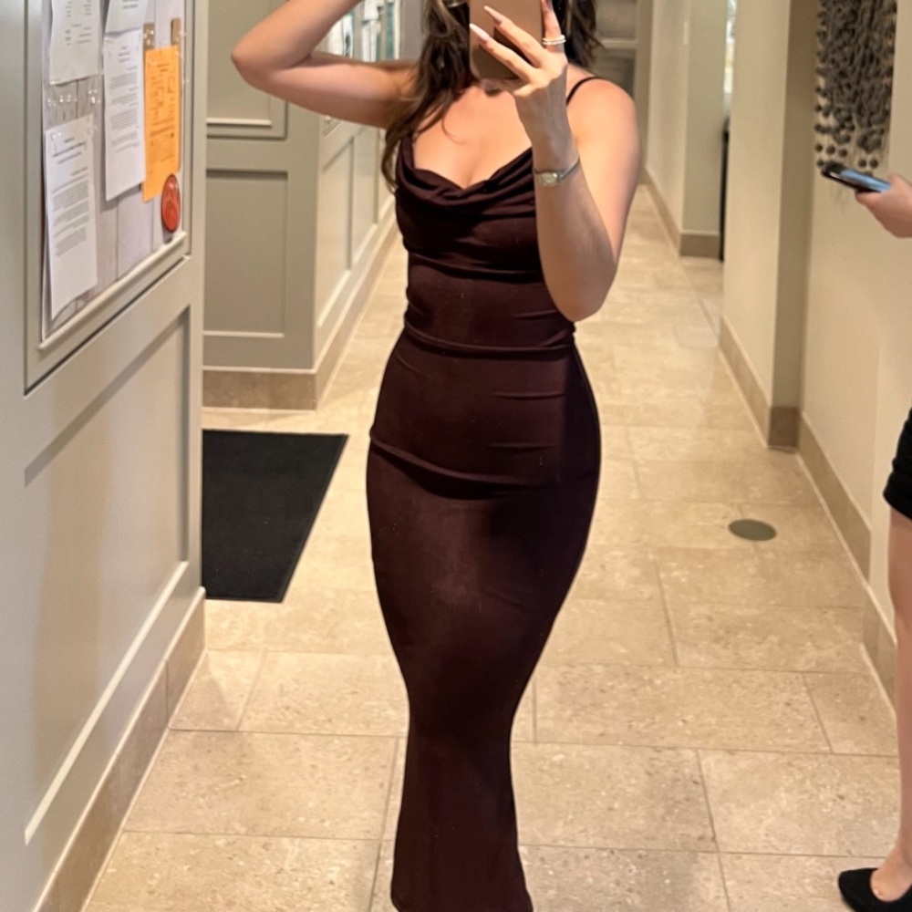 Elegant Brown Sleeveless Dress